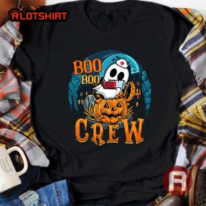 Ghost Nurse Boo Boo Crew Happy Halloween Tshirt Black