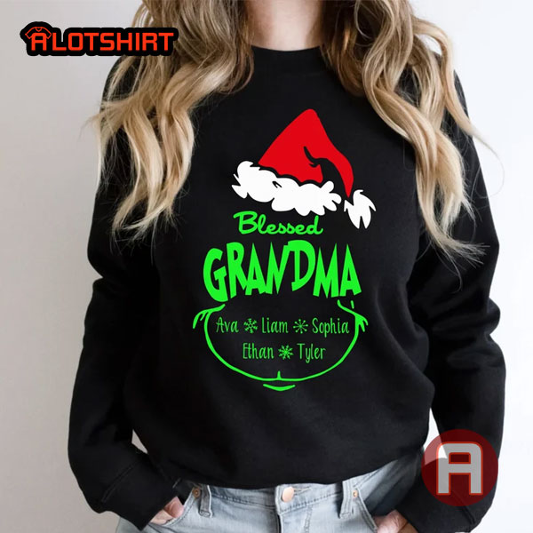 Personalized Blessed Grandma Grinch Christmas Shirt For Mom