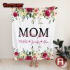 Personalized Family Names Floral Blanket Gift For Mom