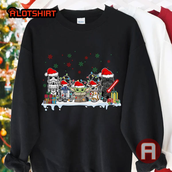 Cute Darth Vader Stormtrooper R2-D2 BB-8 Funny Star Wars Christmas Shirt