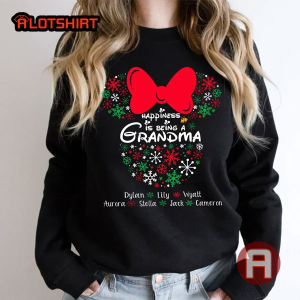 Personalized Happiness Is Being A Grandma Disney Mickey Christmas Shirt For Mom