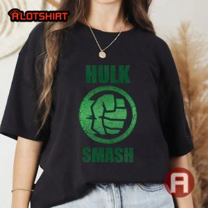 Marvel Hulk Smash Fist Circle Logo Green Stone Poster Shirt