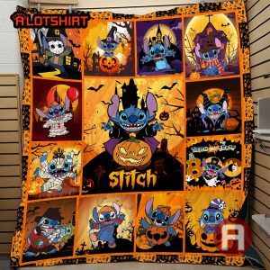 Halloween Stitch Horror Movie Quilt Blanket Cute Stitch Halloween Blanket