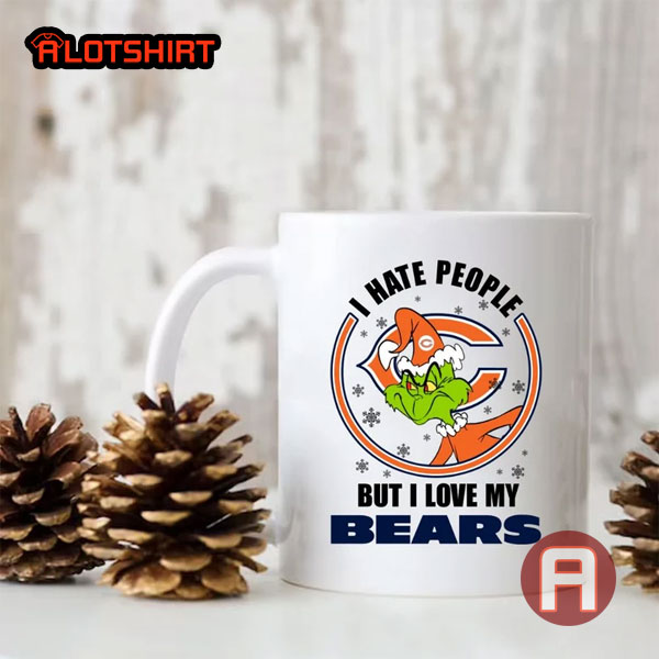 I Hate People But I Love My Bears Christmas The Grinch NFL Team Coffee Mug