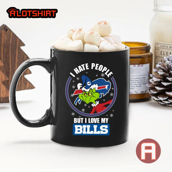 I Hate People But I Love My Bills Christmas The Grinch NFL Team Coffee Mug