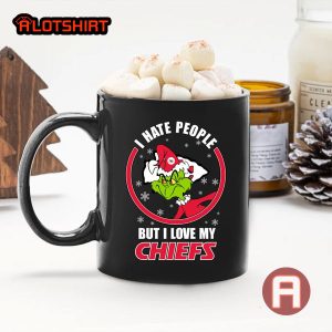 I Hate People But I Love My Chiefs Christmas The Grinch NFL Team Coffee Mug