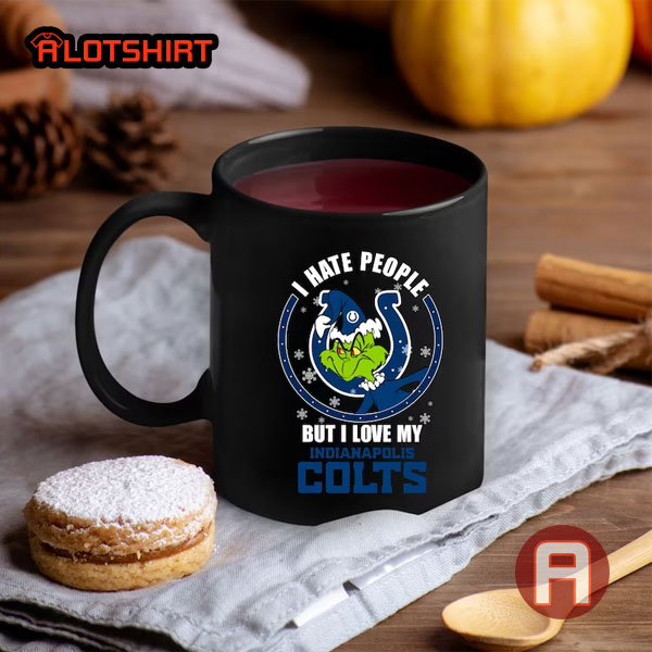 I Hate People But I Love Indianapolis Colts Christmas The Grinch NFL Team Coffee Mug