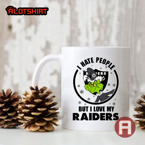 I Hate People But I Love My Raiders Christmas The Grinch NFL Team Coffee Mug