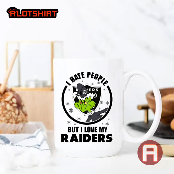 I Hate People But I Love My Raiders Christmas The Grinch NFL Team Coffee Mug