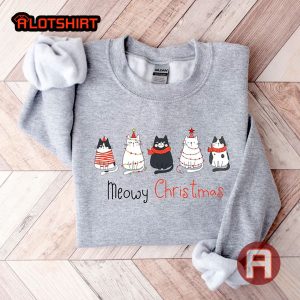 Meowy Christmas Shirt Christmas Cat Mom Gifts For Cat Lover