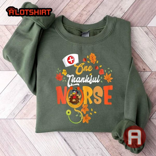 Cute One Thankful Nurse Turkey Shirt Gift Thanksgiving Nurse