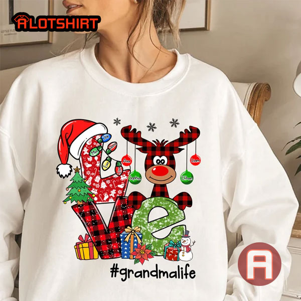 Personalized Love Grandma Life Reindeer Christmas Shirt For Mom