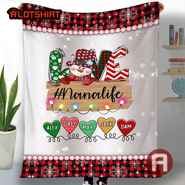 Personalized Love Nana Life Snowman Christmas Blanket Gift For Grandma