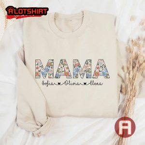 Personalized Mama Floral Shirt With Kids Names Gift For Mom