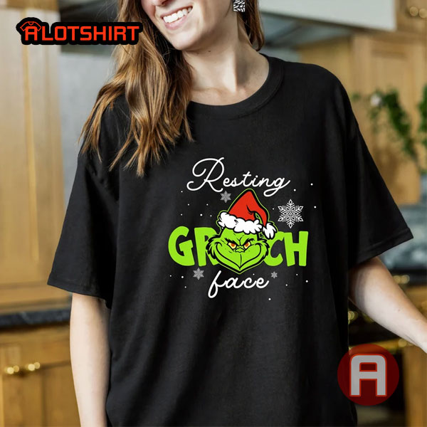 Resting Grinch Face Santa Grinch Christmas Tee Shirt