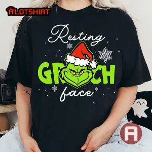 Resting Grinch Face Santa Grinch Christmas Tee Shirt