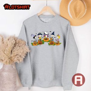 Cute Snoopy Dog And Friends Pumpkins Halloween Shirt