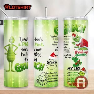 Christmas Resting Grinch Face Skinny Tumbler