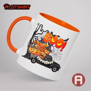 Truck Full of Pumpkins Spiders Bats Boo Halloween Coffee Mug