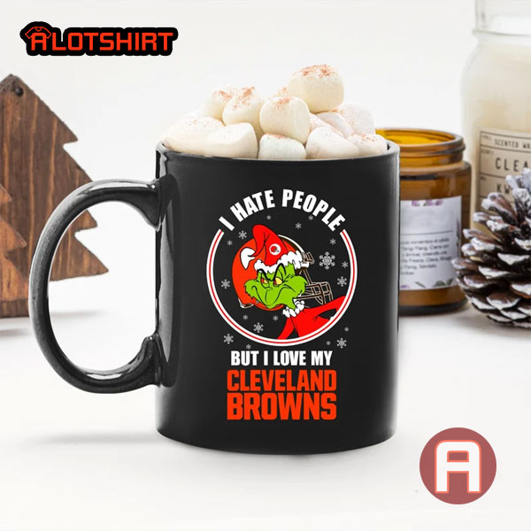 I Hate People But I Love My Cleveland Browns Christmas The Grinch NFL Team Mug