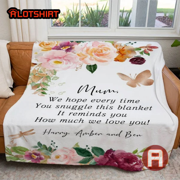 Personalized Name Floral Blanket Gift For Mom