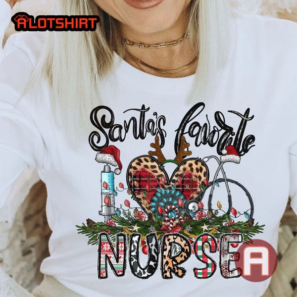 Funny Santa's Favorite Nurse Christmas Shirt Gift For Nurse