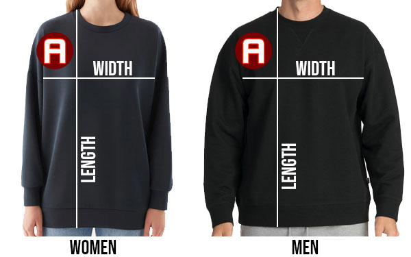 Size Chart Crewneck Sweatshirt - Alotshirt.com