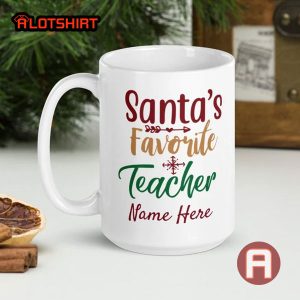 Personalized Santa's Favorite Teacher Christmas Mug Gift