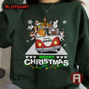 Disney Bus Dog Characters Squad Merry Christmas Shirt