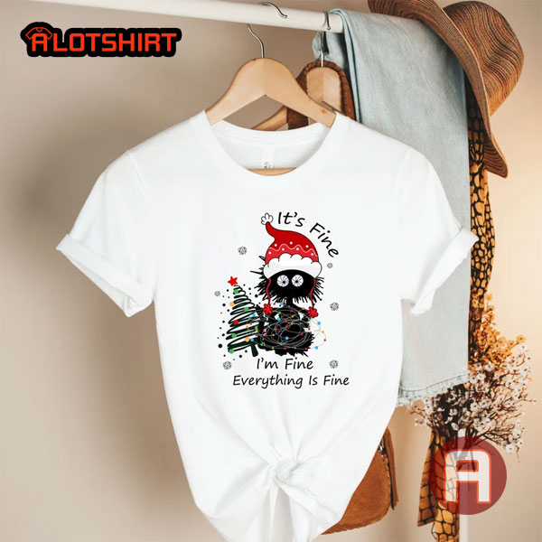 Black Cat Everything Is Fine Christmas Shirt