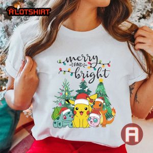 Merry And Bright Pokemon Christmas Shirt