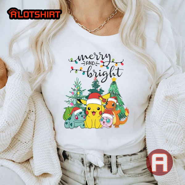 Merry And Bright Pokemon Christmas T Shirt