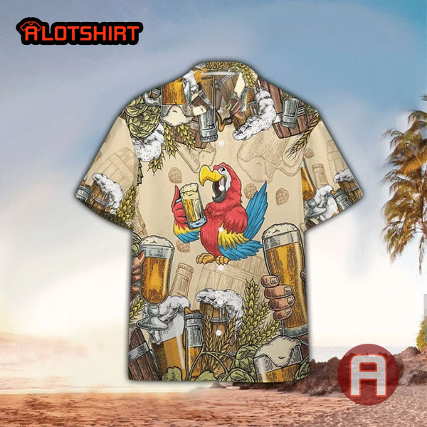 Parrot Drinking Beer Hawaiian Shirt