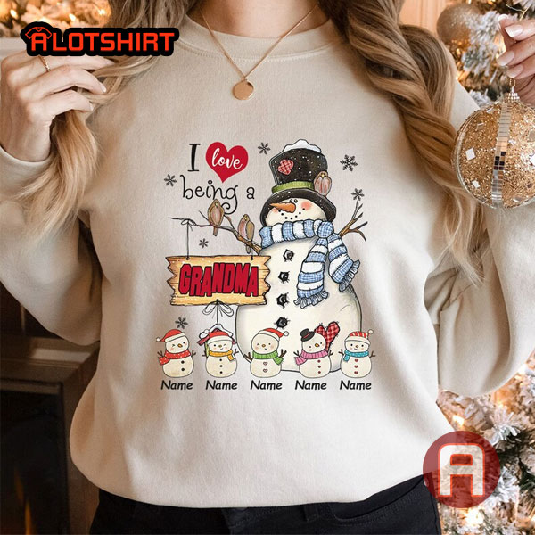 Personalized I Love Being A Grandma Christmas Shirt