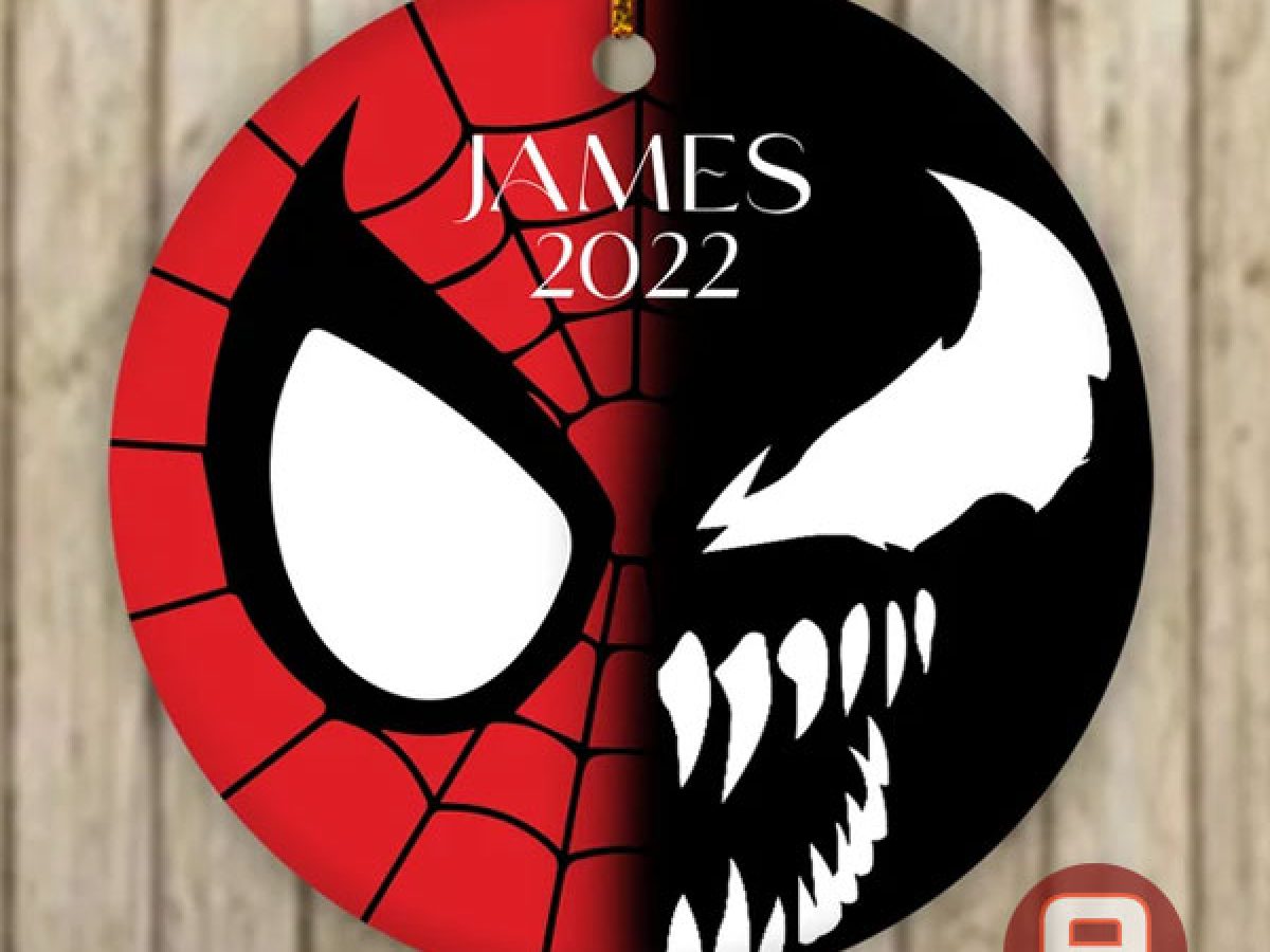 Personalized Spiderman And Venom Face Christmas Ornament 