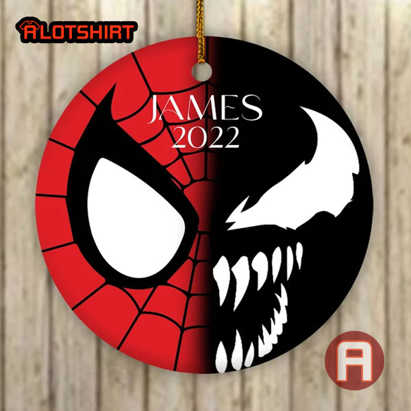 Personalized Spiderman And Venom Face Christmas Ornament