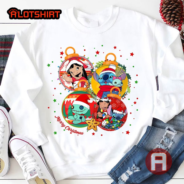 Funny Stitch And Lilo Christmas Ball Shirt
