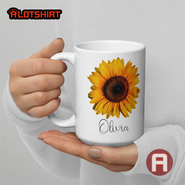 Personalized Name Sunflower Ceramic Coffee Mug
