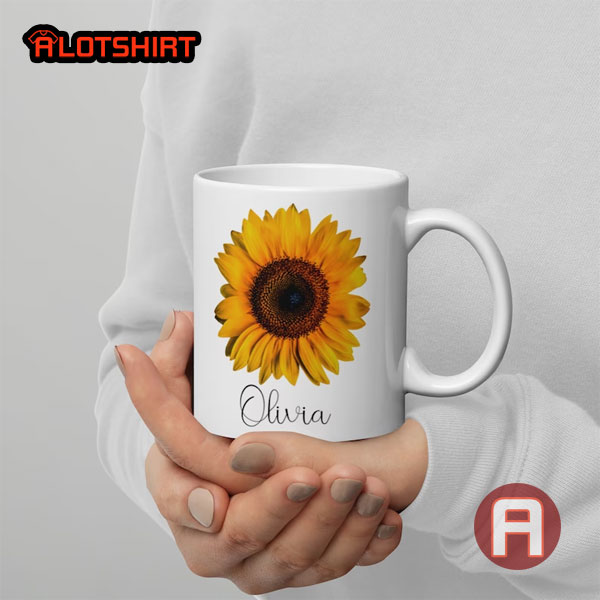 Personalized Name Sunflower Ceramic Coffee Mug