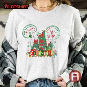 Disneyland Castle Mickey Mouse and Friends Merry Christmas Shirt