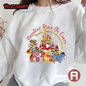 Disneyland Winnie The Pooh And Friends Happiest Place on Earth Christmas Shirt