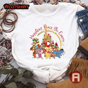 Disneyland Winnie The Pooh And Friends Happiest Place on Earth Christmas Shirt