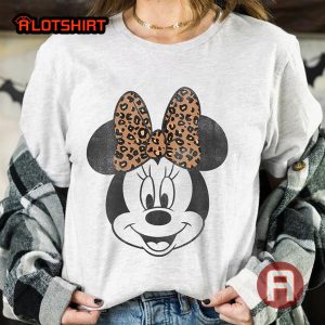 Disney Minnie Mouse With Leopard Bow Portrait Shirt