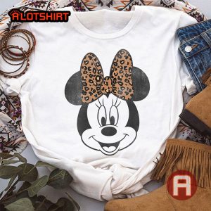 Disney Minnie Mouse With Leopard Bow Portrait Shirt