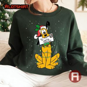 Disney Pluto Dog Santa Christmas Lights Shirt