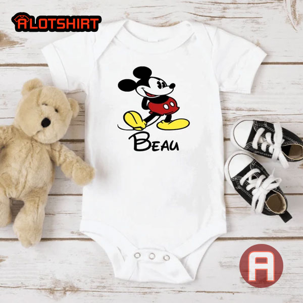 Disney Mickey Mouse Personalized Name Baby Onesie Shirt