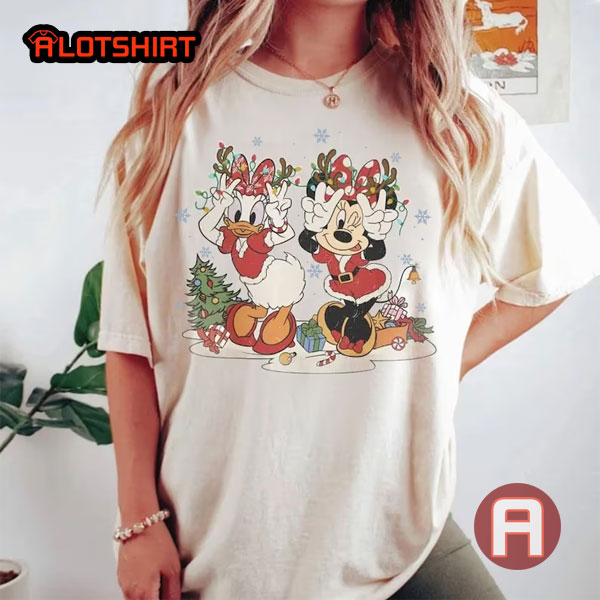 Vintage Disney Mickey Mouse And Minnie Christmas Shirt