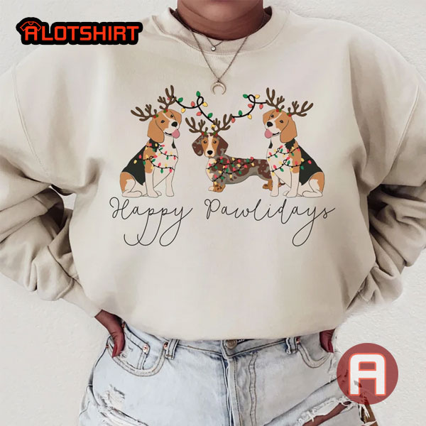 Happy Pawlidays Beagle Christmas Shirt