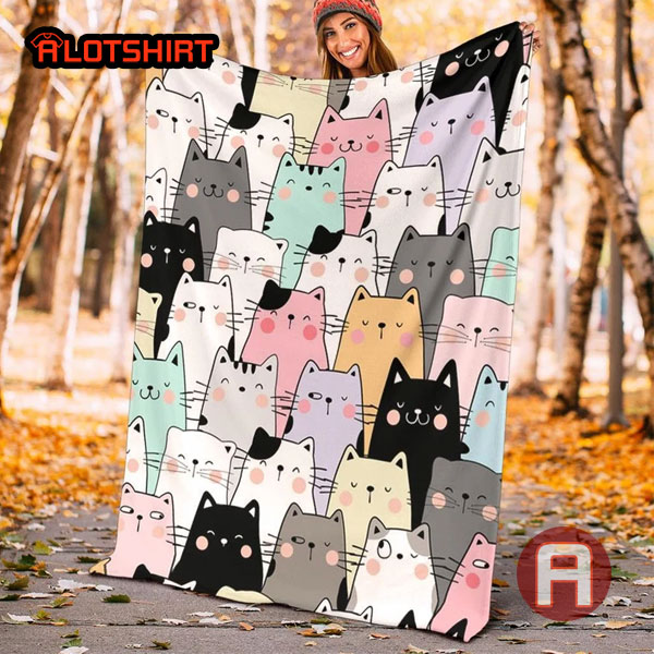 Cute Cats Print Blanket