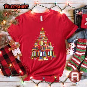 Christmas Book Tree Shirt Gift For Teachers